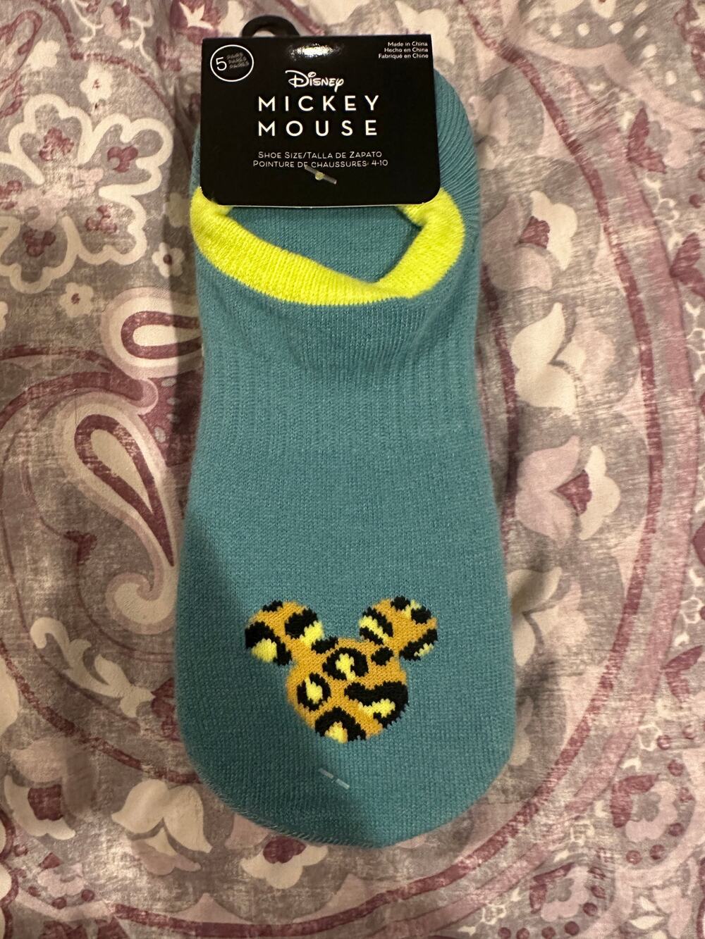 NWT Disney Mickey Mouse No Show Socks 5 pack sz 4-10